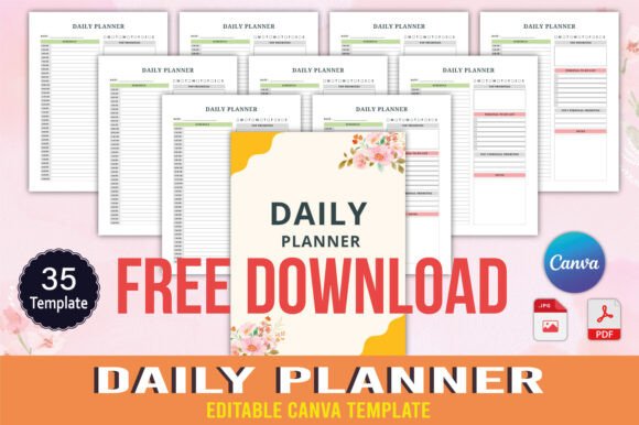 Download Free Daily Planner Canva Template - Free daily planner Collection