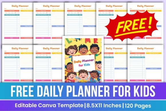Download Free Daily Planner for Kids Canva - Free daily planner Collection