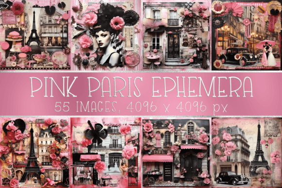 Download Pink Paris Vintage Ephemera Scrapbooking - Scrapbooking Collection