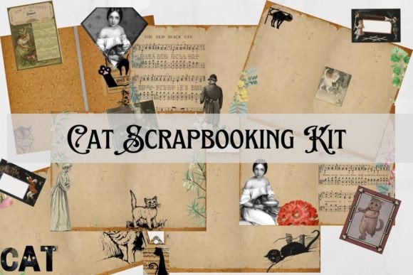 Download Cat Junk Journal, Cat Scrapbooking Kit - Scrapbooking Collection