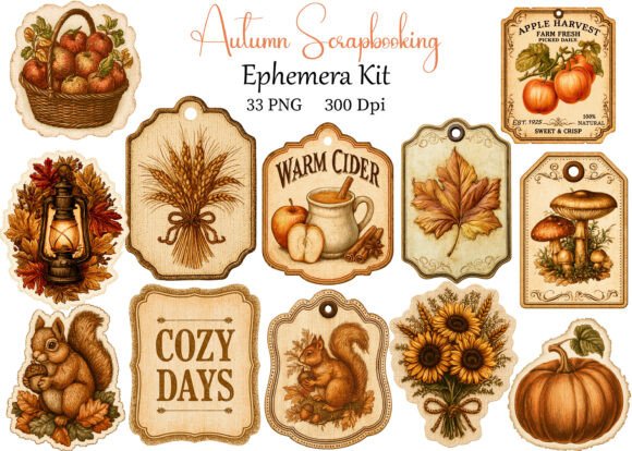 Download Autumn Scrapbooking Ephemera Kit - Scrapbooking Collection