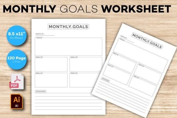Download Monthly Goals Worksheet Planner - Premium Resources